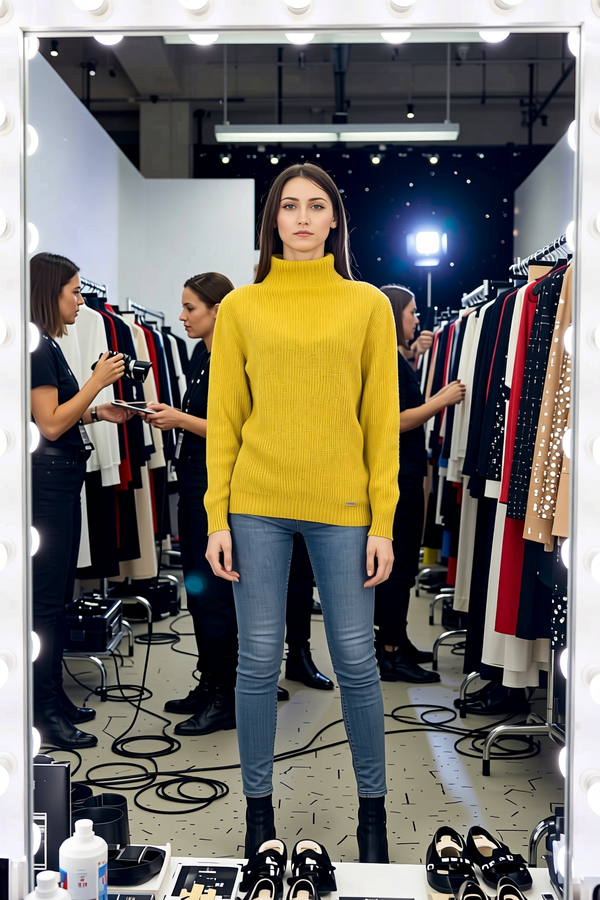Baldinini Trend - Luxurious Ribbed Turtleneck Wool Sweater - Yellow Baldinini Trend