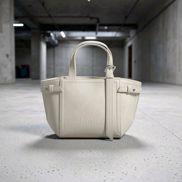 Calvin Klein - Structured Minimalist Mini Tote Bag with Dual Handles - White