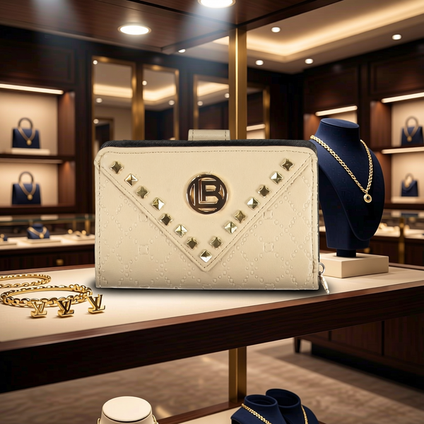 Laura Biagiotti - Chic Studded Textured Wallet - Beige Laura Biagiotti