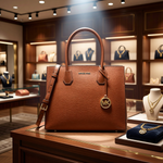 Michael Kors - Polished Textured Structured Tote Bag With Gold Hardware - Brown Michael Kors